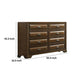 Cair Wide Dresser w 8 Beveled Drawers | Bronze Handles | Brown Wood BM339476