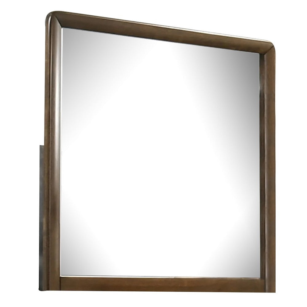 Cair Dresser Mirror | 32’’ Rectangular Frame | Round Edges | Brown Wood BM339478