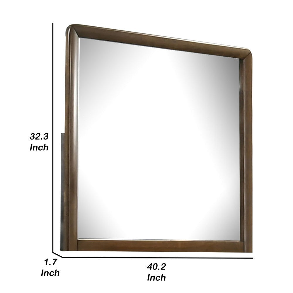 Cair Dresser Mirror | 32’’ Rectangular Frame | Round Edges | Brown Wood BM339478