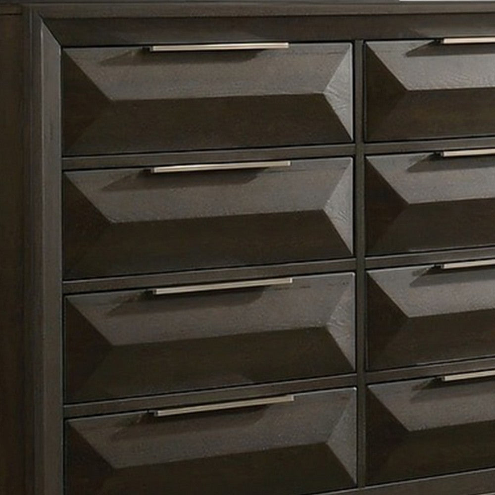 Fema Wide Dresser | 8 Beveled Drawers | Nickel Handles | Espresso Brown BM339479