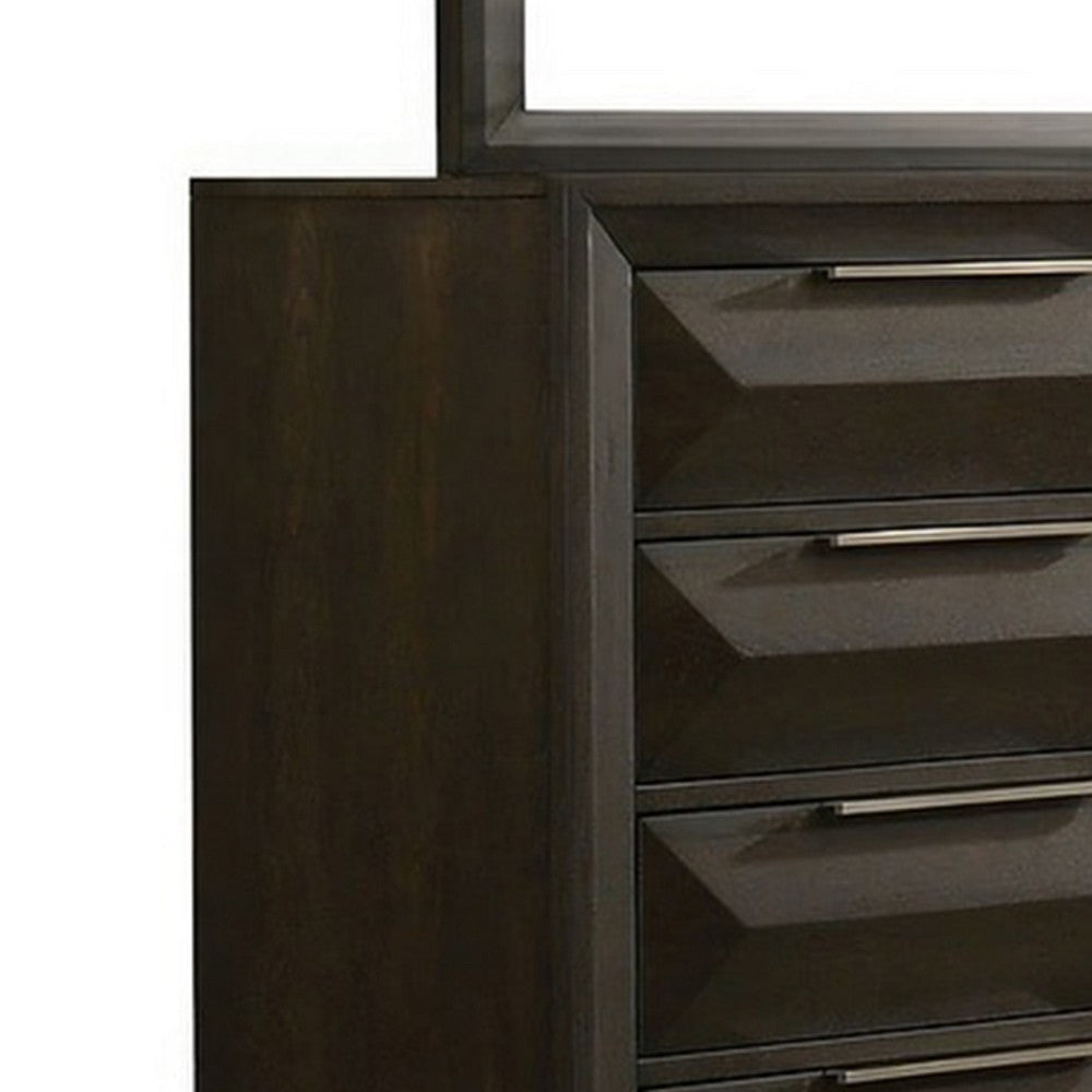 Fema Wide Dresser | 8 Beveled Drawers | Nickel Handles | Espresso Brown BM339479