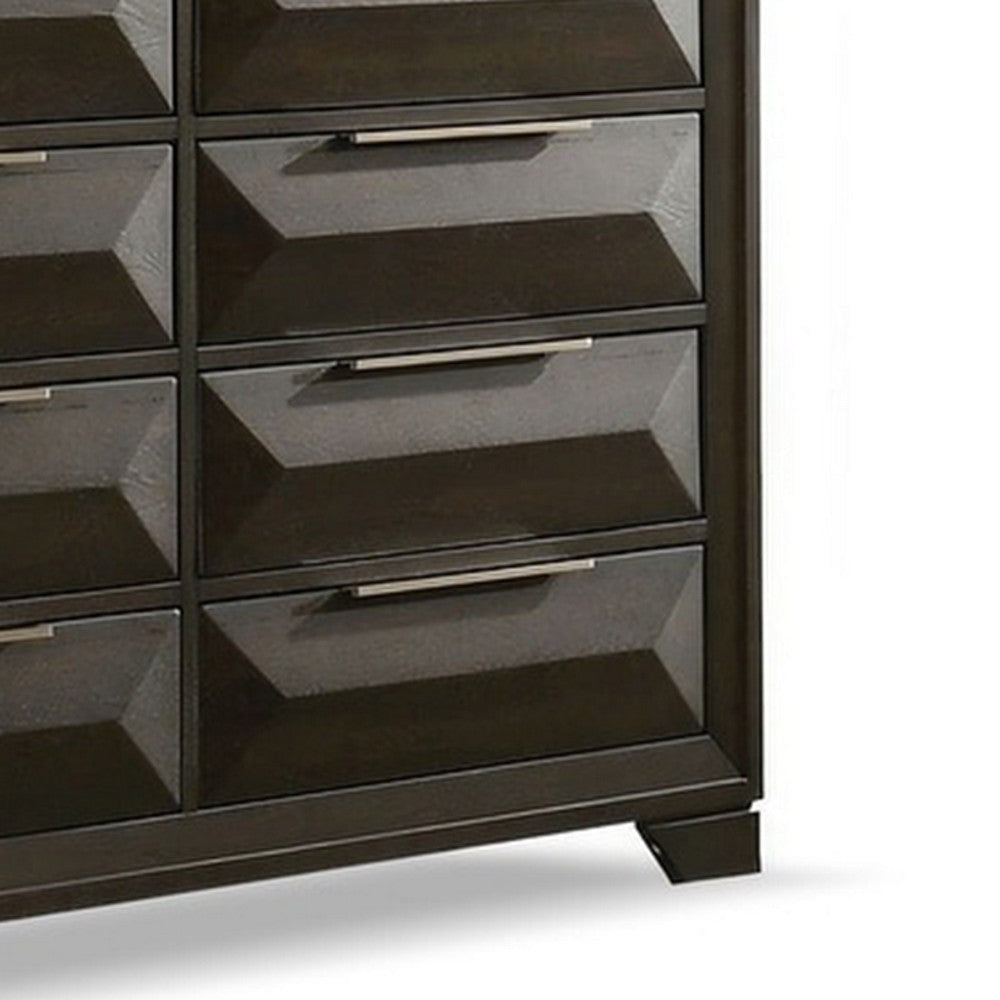 Fema Wide Dresser | 8 Beveled Drawers | Nickel Handles | Espresso Brown BM339479