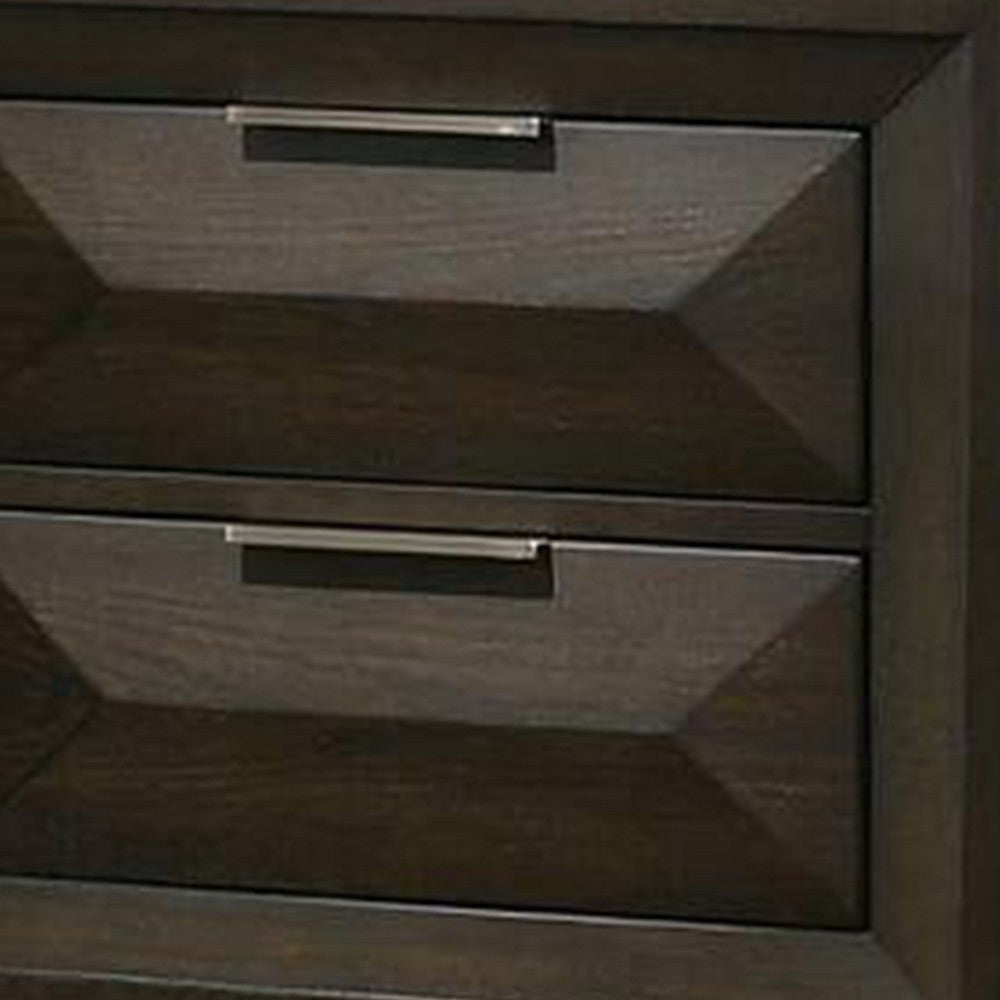 Fema Nightstand | 2 Bevel Drawers | Nickel Handles | Espresso Brown Wood BM339480
