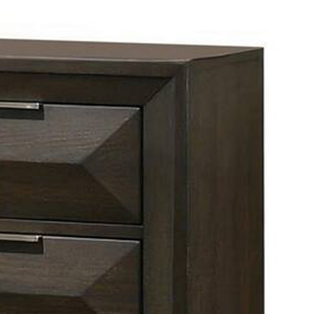 Fema Nightstand | 2 Bevel Drawers | Nickel Handles | Espresso Brown Wood BM339480