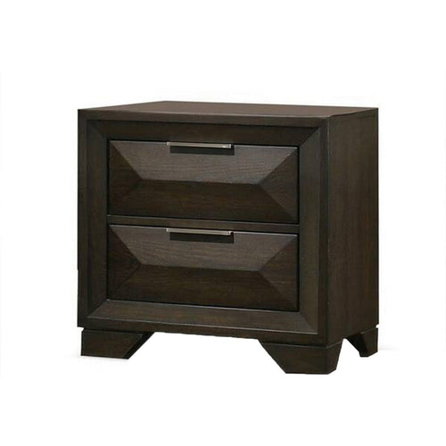 Fema Nightstand | 2 Bevel Drawers | Nickel Handles | Espresso Brown Wood