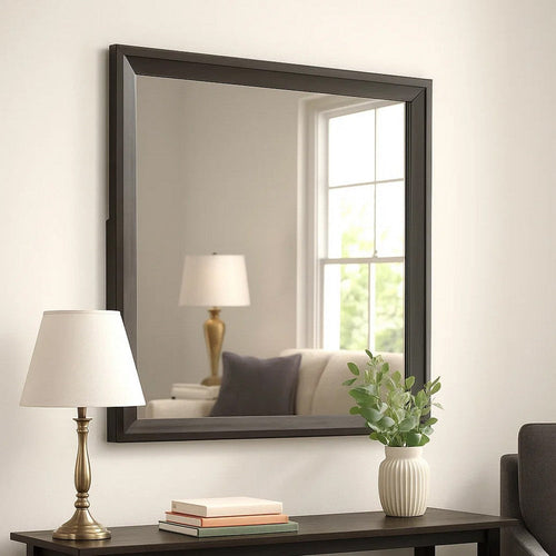 Fema Dresser Mirror | 35’’ Bevel Edge Frame | Brown Wood BM339481