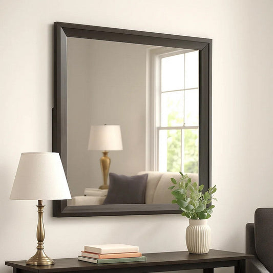 Fema Dresser Mirror | 35’’ Bevel Edge Frame | Brown Wood BM339481