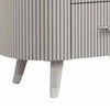 Gema Nightstand | 2 Drawers | Cultured Stone Top | Gray Wood | Silver Trim BM339483