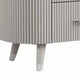 Gema Nightstand | 2 Drawers | Cultured Stone Top | Gray Wood | Silver Trim BM339483