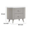 Gema Nightstand | 2 Drawers | Cultured Stone Top | Gray Wood | Silver Trim BM339483