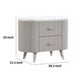 Gema Nightstand | 2 Drawers | Cultured Stone Top | Gray Wood | Silver Trim BM339483