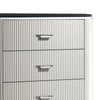 Alda Tall Dresser Chest | 5 Drawers | Black Stone Top | Gray Wood | Silver BM339484