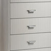 Alda Tall Dresser Chest | 5 Drawers | Black Stone Top | Gray Wood | Silver BM339484