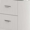 Alda Nightstand w 2 Drawers | Black Stone Top | Light Gray Wood | Silver BM339485