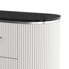 Alda Nightstand w 2 Drawers | Black Stone Top | Light Gray Wood | Silver BM339485