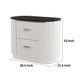 Alda Nightstand w 2 Drawers | Black Stone Top | Light Gray Wood | Silver BM339485