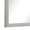 Alda Dresser Mirror | Rectangular Gray Reeded Wood | Silver Trim | 38x40 BM339486