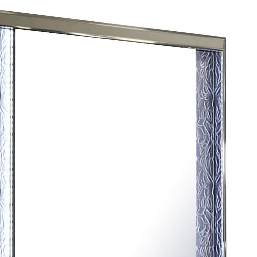 Levi Dresser Mirror | 38’’ | Leaf Pattern Molding w LED | Dark Gray Wood BM339487