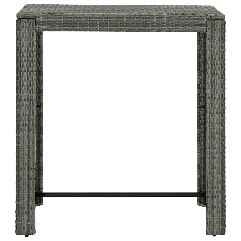 Outdoor Bar Height Table | Powder Coated Steel | 40’’ | Gray Wicker Rattan BM339647
