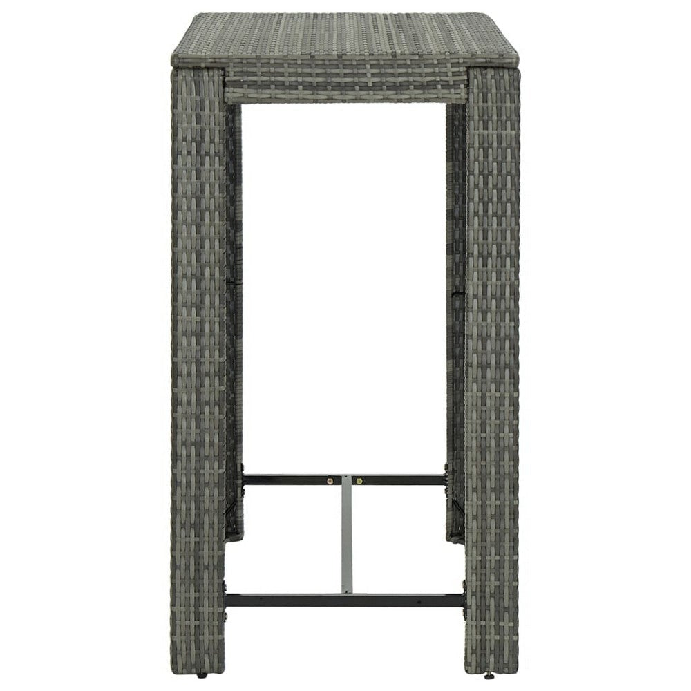 Outdoor Bar Height Table | Powder Coated Steel | 40’’ | Gray Wicker Rattan BM339647