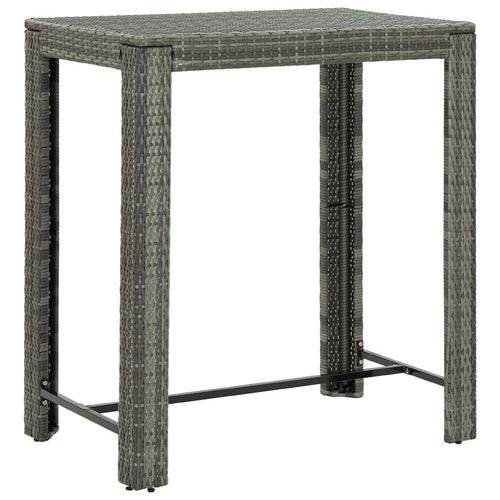 Outdoor Bar Height Table | Powder Coated Steel | 40" | Gray Wicker Rattan