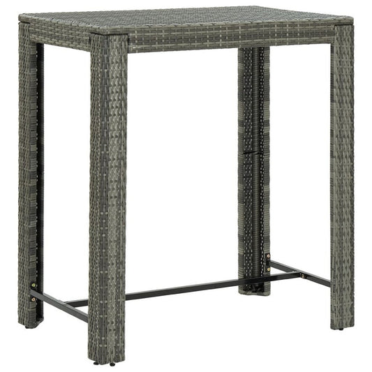 Outdoor Bar Height Table | Powder Coated Steel | 40" | Gray Wicker Rattan