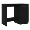 Ami Office Desk | 1 Drawer & Cabinet Door | Black Wood | Chrome Handle