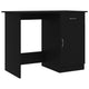 Ami Office Desk | 1 Drawer & Cabinet Door | Black Wood | Chrome Handle