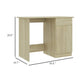 Ami Office Desk | 1 Drawer & Cabinet Door | Beige Wood | Chrome Handle BM339650