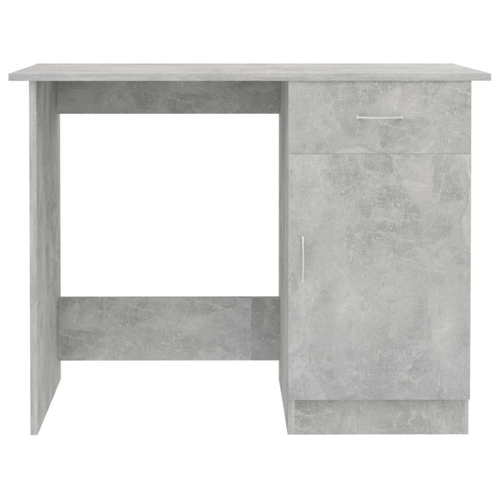 Ami Office Desk | 1 Drawer & Cabinet Door | Gray Wood | Chrome Handle BM339651
