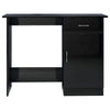 Ami Office Desk | 1 Drawer | 1 Cabinet | Glossy Black Wood | Chrome Handle BM339653