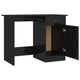 Ami Office Desk | 1 Drawer | 1 Cabinet | Glossy Black Wood | Chrome Handle BM339653