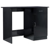 Ami Office Desk | 1 Drawer | 1 Cabinet | Glossy Black Wood | Chrome Handle