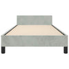 Moa Twin Size Bed Frame | Low Profile Headboard | Light Gray Velvet Upholstery BM339654