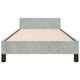 Moa Twin Size Bed Frame | Low Profile Headboard | Light Gray Velvet Upholstery BM339654