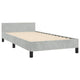 Moa Twin Size Bed Frame | Low Profile Headboard | Light Gray Velvet Upholstery BM339654