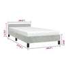 Moa Twin Size Bed Frame | Low Profile Headboard | Light Gray Velvet Upholstery BM339654
