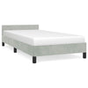 Moa Twin Size Bed Frame | Low Profile Headboard | Light Gray Velvet Upholstery