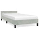 Moa Twin Size Bed Frame | Low Profile Headboard | Light Gray Velvet Upholstery