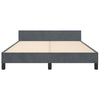 Moa Full Size Bed Frame | Low Profile Headboard | Dark Gray Velvet Upholstery BM339655