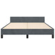 Moa Full Size Bed Frame | Low Profile Headboard | Dark Gray Velvet Upholstery BM339655