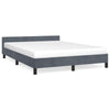 Moa Full Size Bed Frame | Low Profile Headboard | Dark Gray Velvet Upholstery