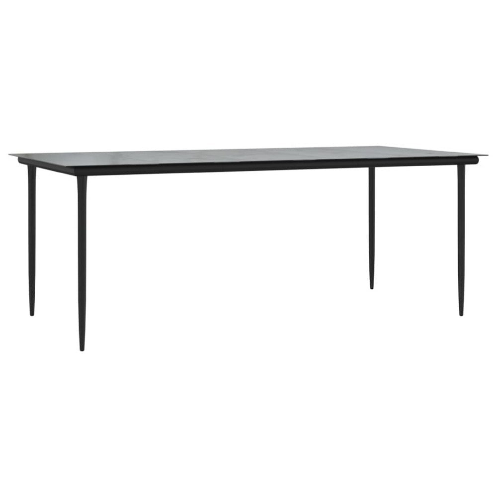 Jen Outdoor Garden Dining Table | 79’’ Glass Top | Black Steel Frame BM339656
