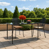 Jen Outdoor Garden Dining Table | 79" Glass Top | Black Steel Frame