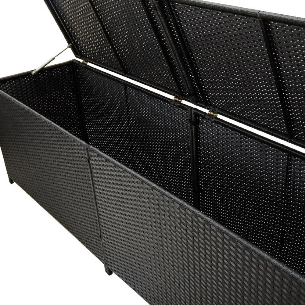 Jer Outdoor Storage Box w Gas Lift | 79’’ Black Rattan Woven BM339658