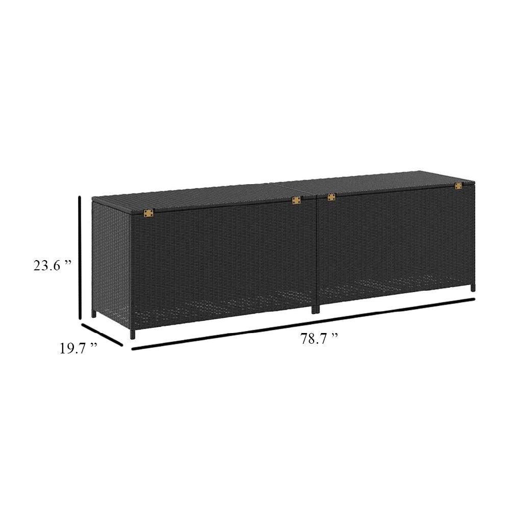 Jer Outdoor Storage Box with Gas Lift, 79 Inch Black Rattan Woven