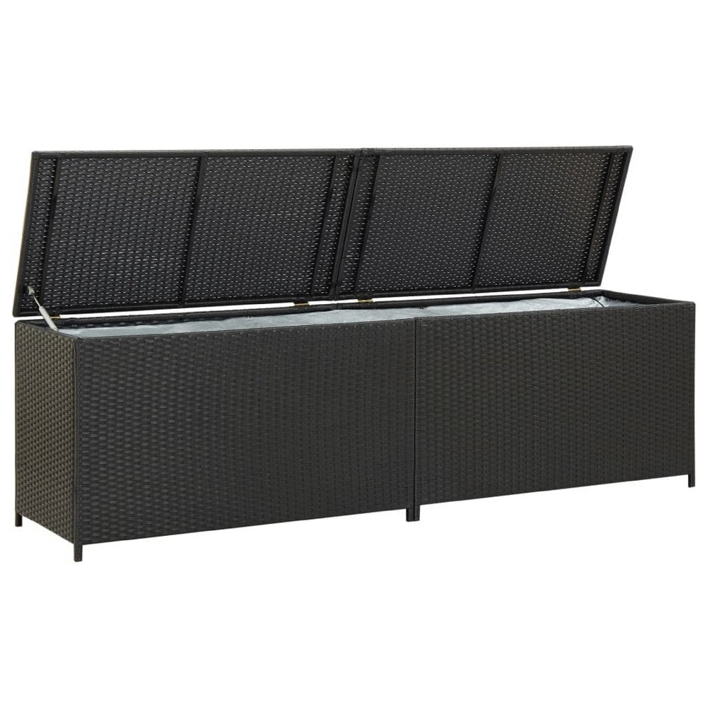 Jer Outdoor Storage Box w Gas Lift | 79" Black Rattan Woven