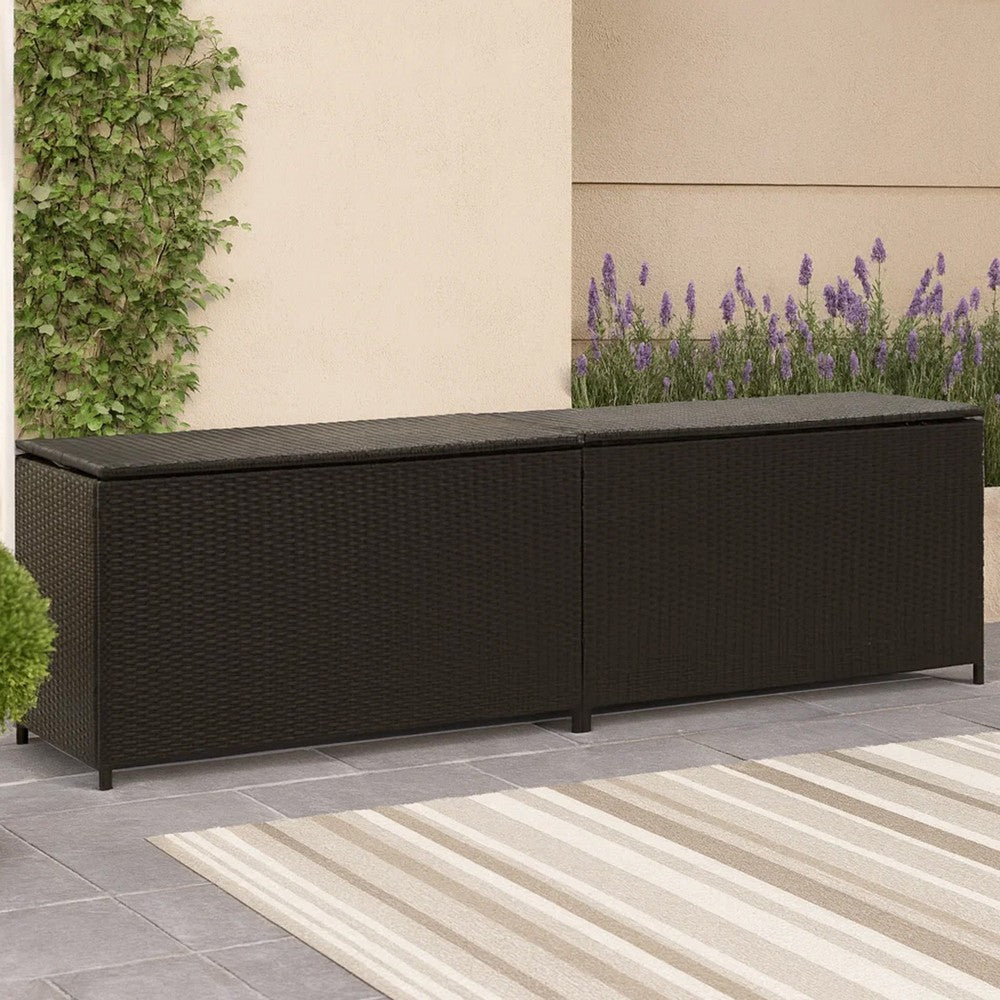 Jer Outdoor Storage Box w Gas Lift | 79’’ Brown Rattan Woven BM339659