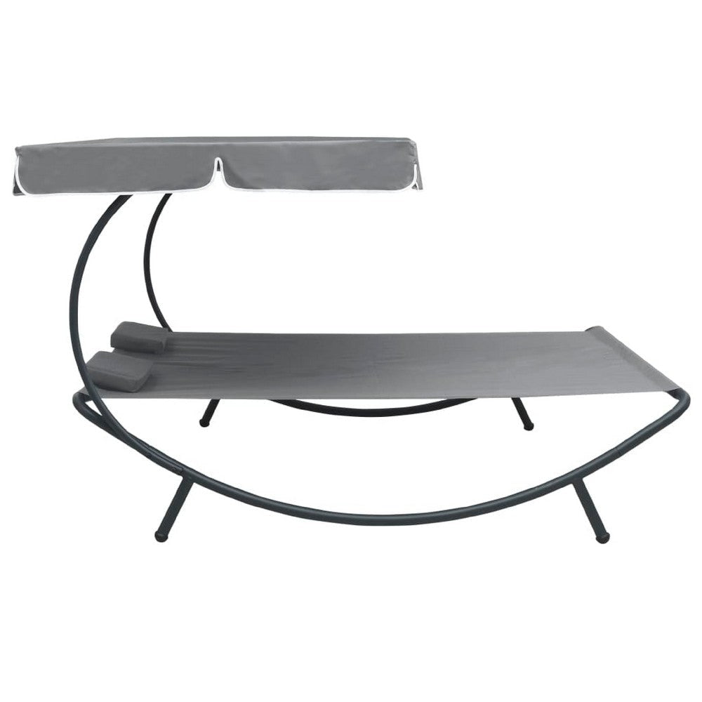 Mei Outdoor Daybed w Adjustable Canopy & 2 Pillows | Gray Oxford Fabric BM339660