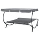 Mei Outdoor Daybed w Adjustable Canopy & 2 Pillows | Gray Oxford Fabric